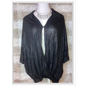 Jennifer Lopez black key hole sparkle top Sz 2X